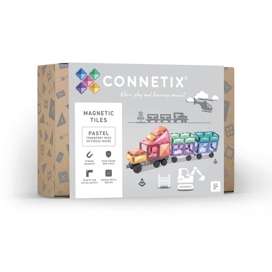 Set de construcție magnetic, 50 piese, Pastel Transport, CONNETIX
