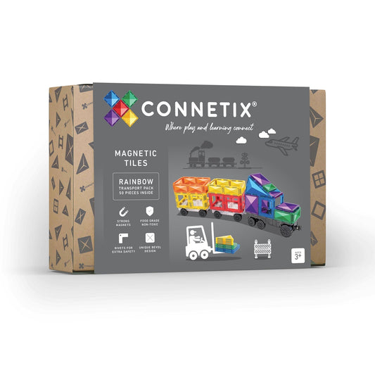 Set de construcție magnetic, 50 piese, Rainbow Transport, CONNETIX