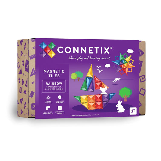 Set de construcție magnetic, 60 piese, Rainbow Starter, CONNETIX