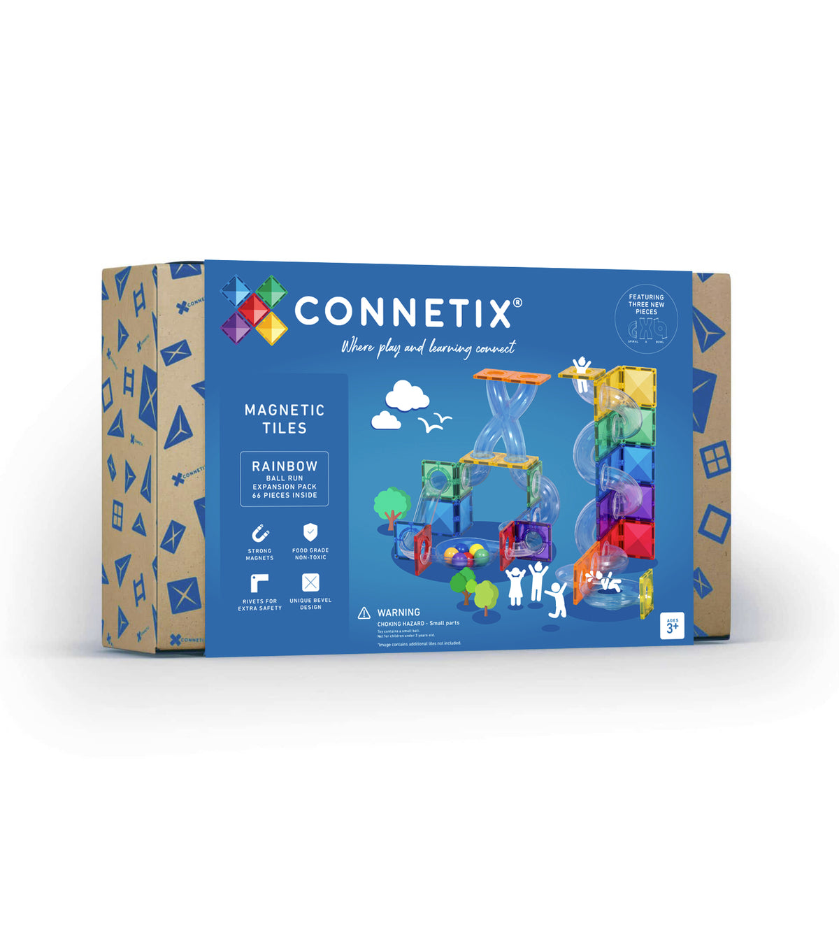 Set de construcție magnetic, 66 piese, Rainbow Extensie Ball Run, Connetix