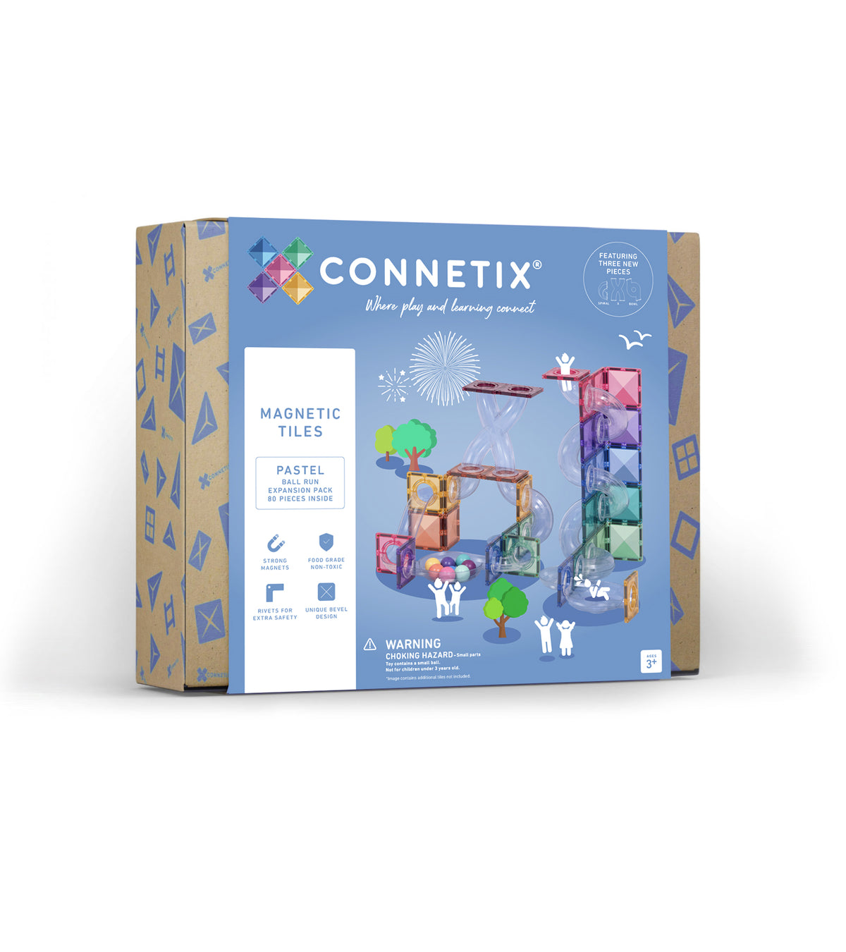 Set de construcție magnetic, 80 piese, Pastel Extensie Ball Run, Connetix