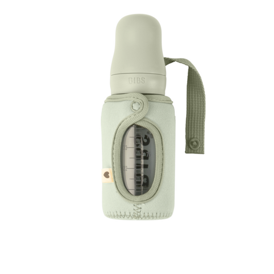 Husă pentru biberon din sticlă 110ml, Sage, BIBS