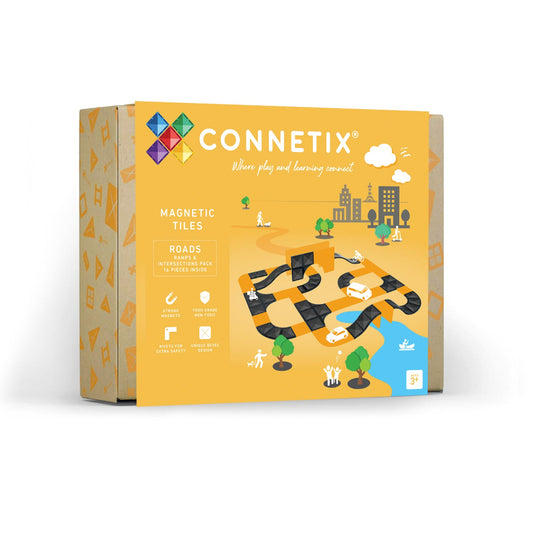 Set de construcție magnetic, 16 piese, Rampe și Intersecții, CONNETIX