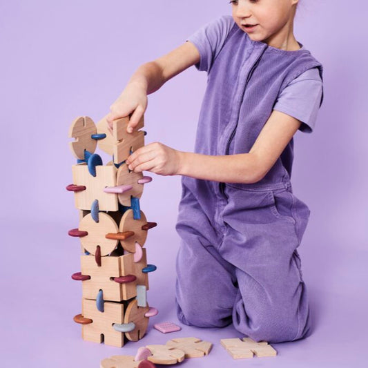 Set de construcție, lemn, silicon, 64 piese, Dreamer, BAVVIC