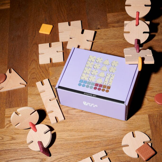 Set de construcție, lemn, silicon, 32 piese, Starter, BAVVIC