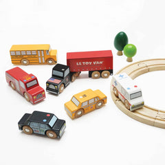 Set mașinuțe de jucărie, lemn, 6 vehicule, New Yorkeze, Le Toy Van