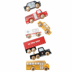 Set mașinuțe de jucărie, lemn, 6 vehicule, New Yorkeze, Le Toy Van