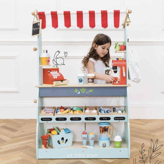 Magazin și cafenea de jucărie, lemn, albastru, Honeybee, Le Toy Van