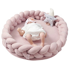 Baby Nest împletit roz din bumbac pentru bebeluși, Nordic Coast Company