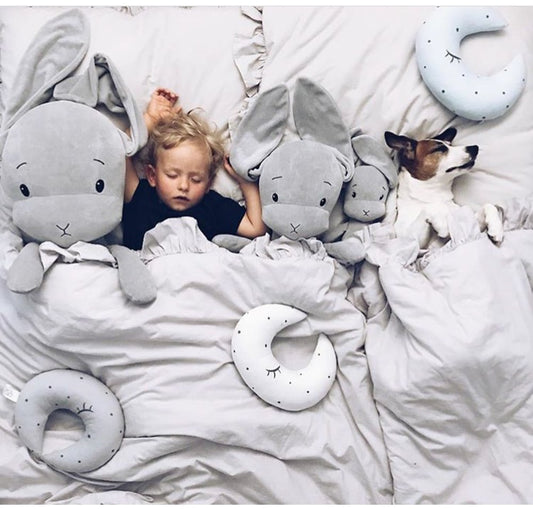 Jucărie de pluș, 20cm, Iepuraș gri cu urechi gri, Effiki