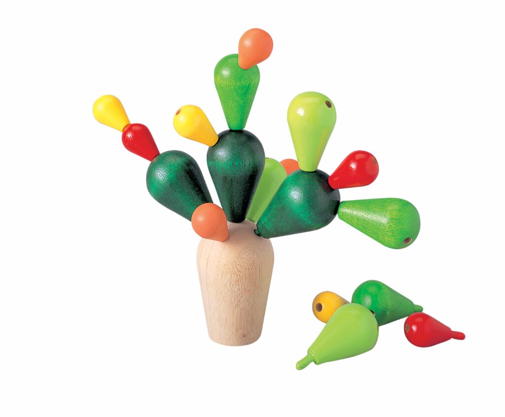 Joc de îndemânare, Cactus în echilibru, lemn, 19 piese, 1-4 jucători, Plan Toys