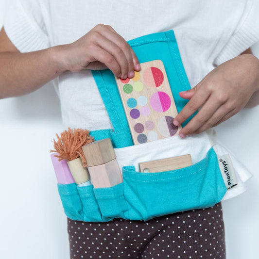 Set pentru machiat de jucărie, lemn, albastru, Plan Toys