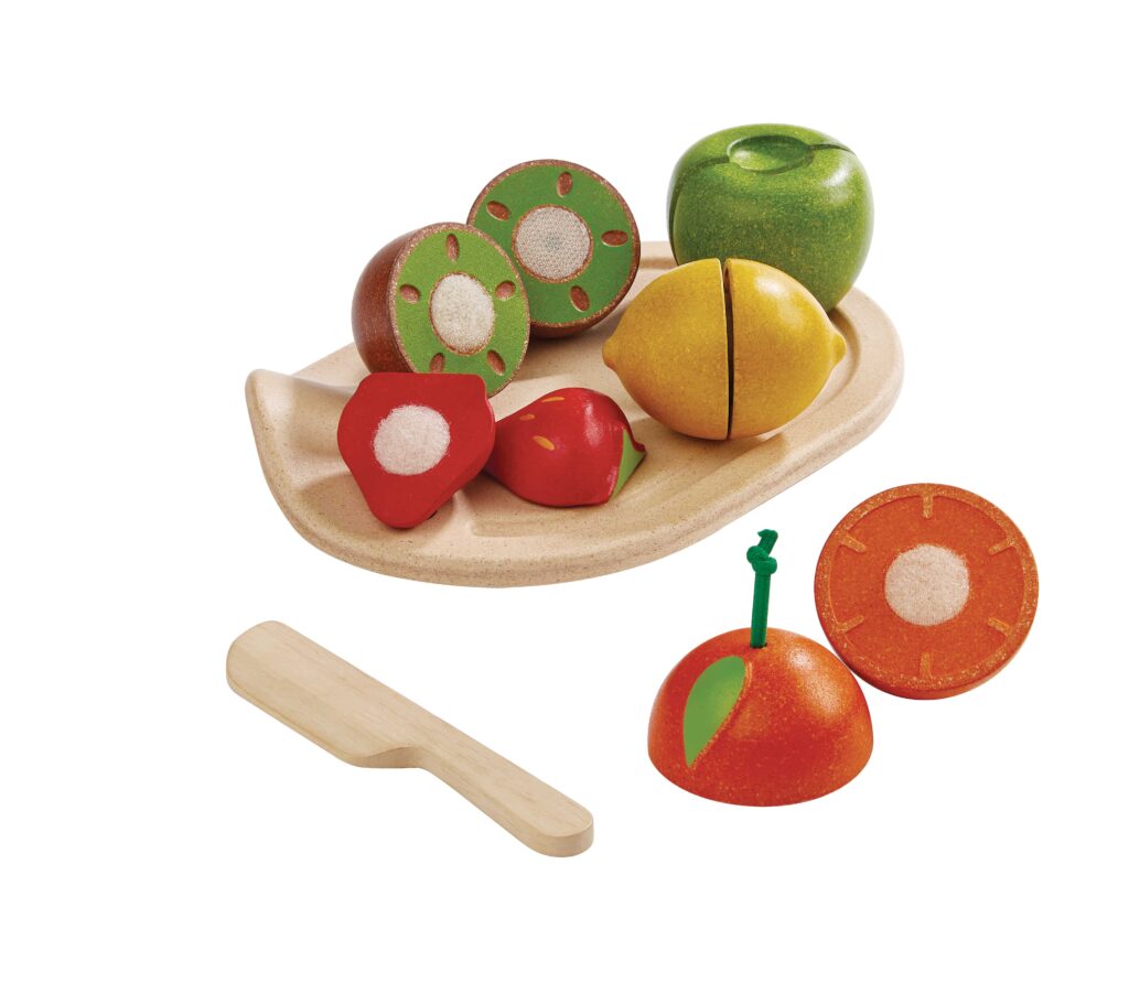 Set fructe de jucărie, lemn, feliabile, 7 piese, Plan Toys