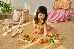 Set legume de jucărie, lemn, feliabile, 7 piese, Plan Toys