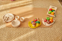 Set fructe și legume de jucărie, lemn, feliabile, 9 piese, Plan Toys