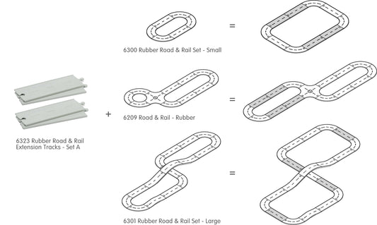 Traseu auto de jucărie, cauciuc, extensie 4 bucăți drepte, Plan Toys