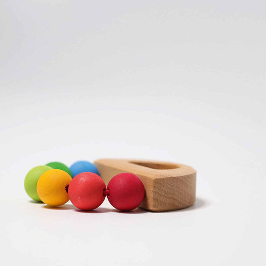 Jucărie zornăitoare, Bărcuță cu bile colorate, lemn, Grimms