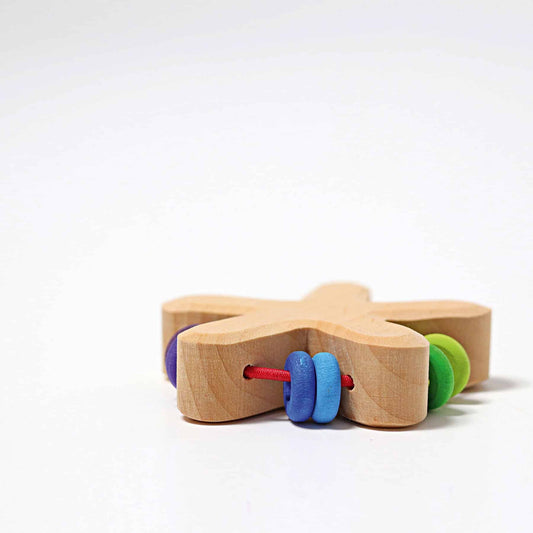 Jucărie zornăitoare, Stea cu mărgele colorate, lemn, Grimms