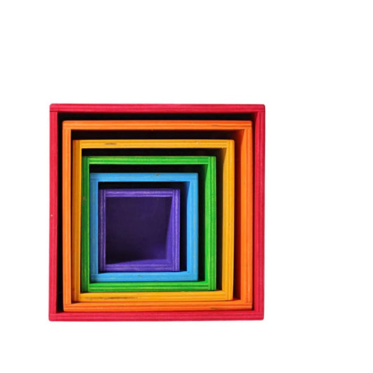 Set de construcție, Cutii Montessori, 6 piese, lemn, Grimms