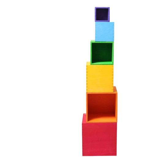 Set de construcție, Cutii Montessori, 6 piese, lemn, Grimms