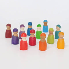 Set de construcție, lemn, Figurine Montessori, 12 piese, Grimms