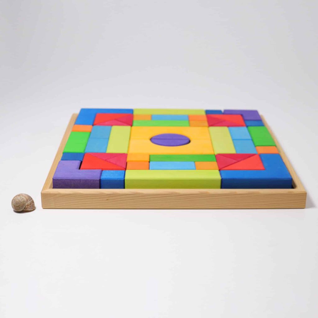 Set de construcție, lemn, Cuburi Montessori, 46 piese, Grimms