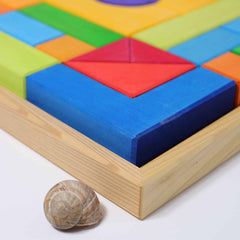 Set de construcție, lemn, Cuburi Montessori, 46 piese, Grimms