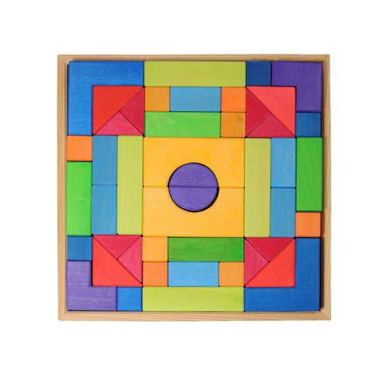 Set de construcție, Cuburi Montessori, 46 piese, lemn, Grimms