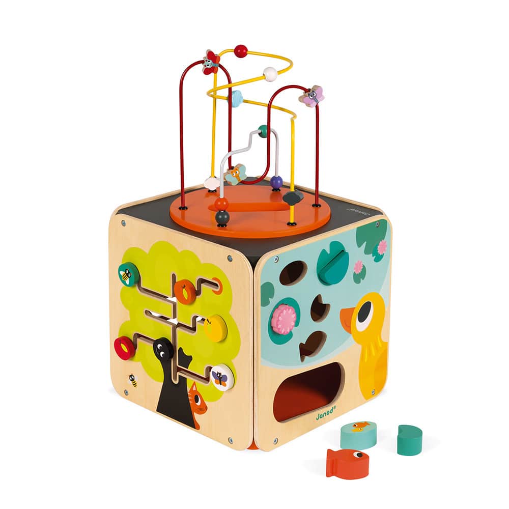 Centru activități Montessori, lemn, cub, 50cm, Janod