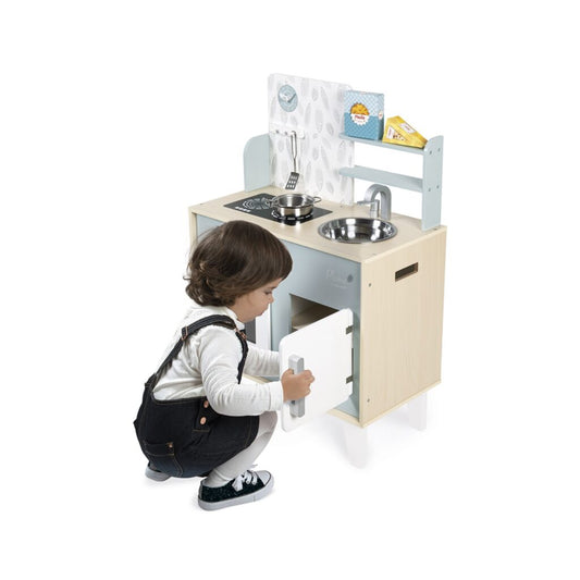 Bucătărie pentru copii, lemn, cu accesorii, 78cm bleu, Janod