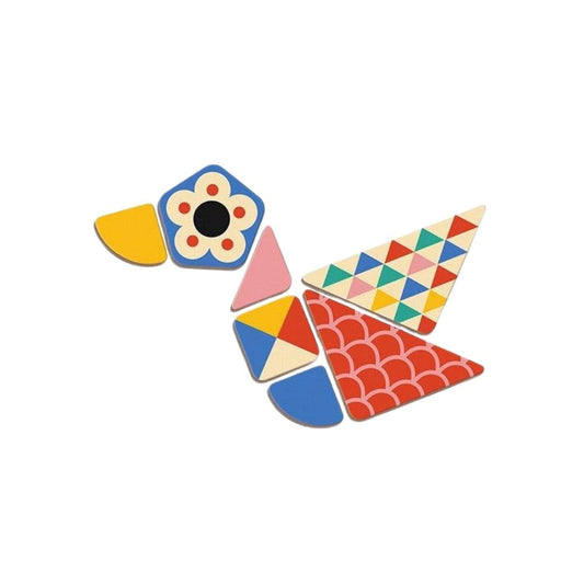 Joc educativ magnetic, Magneti'book, Puzzle Tangram, Janod