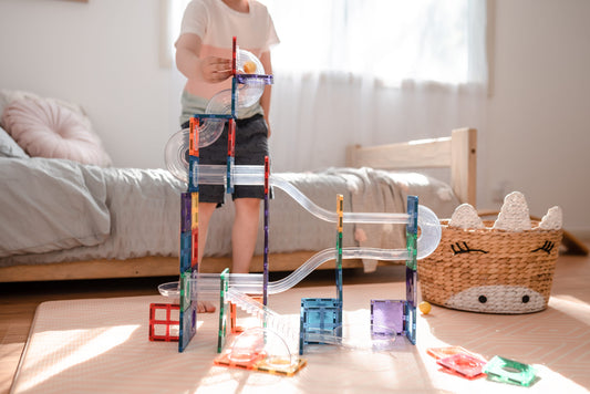 Set de construcție magnetic, 92 piese, Rainbow Ball Run, CONNETIX