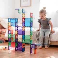 Set de construcție magnetic, 92 piese, Rainbow Ball Run, Connetix