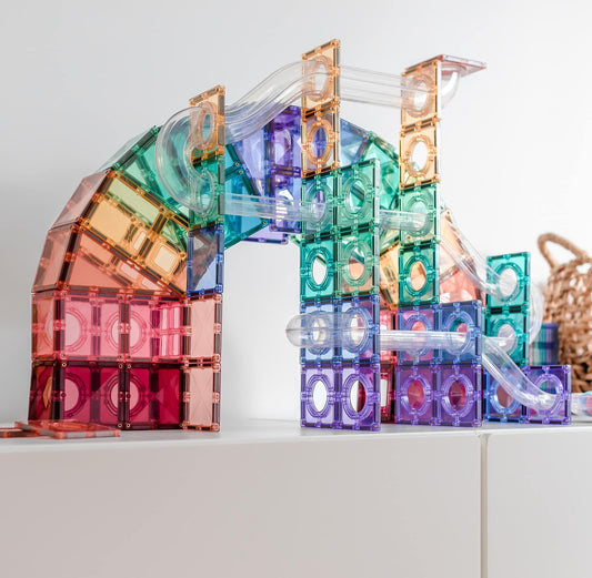 Set de construcție magnetic, 106 piese, Pastel Ball Run, CONNETIX