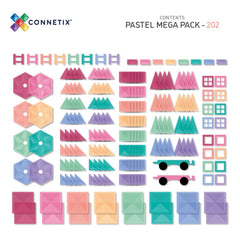 Set de construcție magnetic, 202 piese, Pastel Mega, Connetix