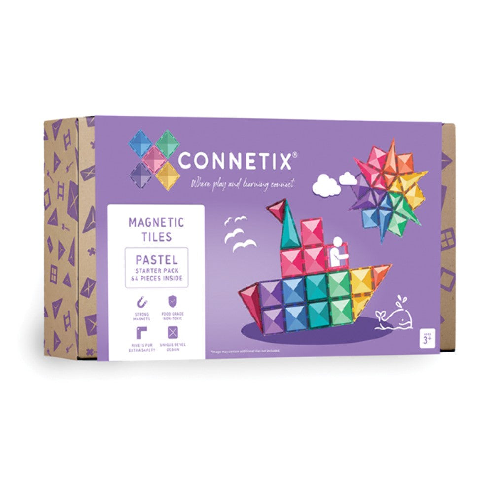 Set de construcție magnetic, 64 piese, Pastel Starter, Connetix