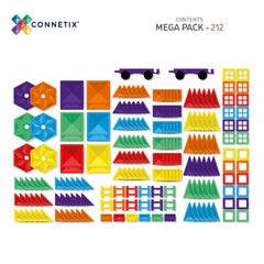 Set de construcție magnetic, 212 piese, Rainbow Mega, Connetix