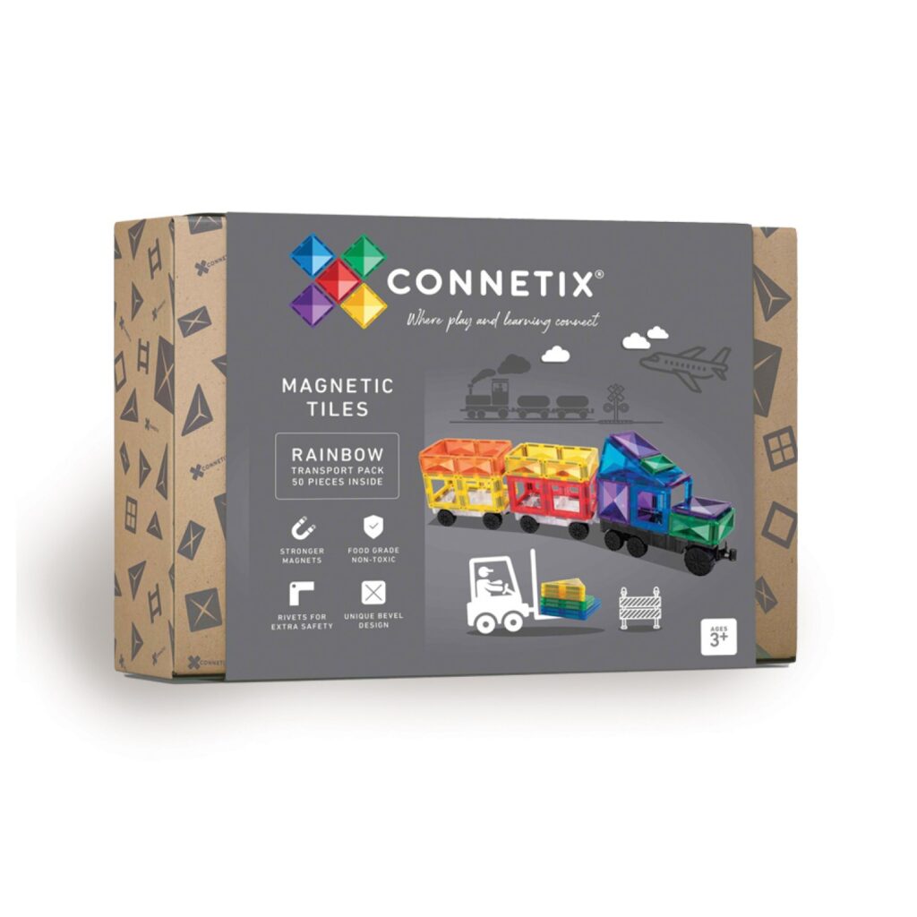 Set de construcție magnetic, 50 piese, Rainbow Transport, Connetix