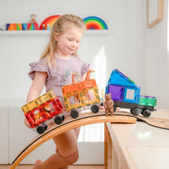 Set de construcție magnetic, 50 piese, Rainbow Transport, Connetix