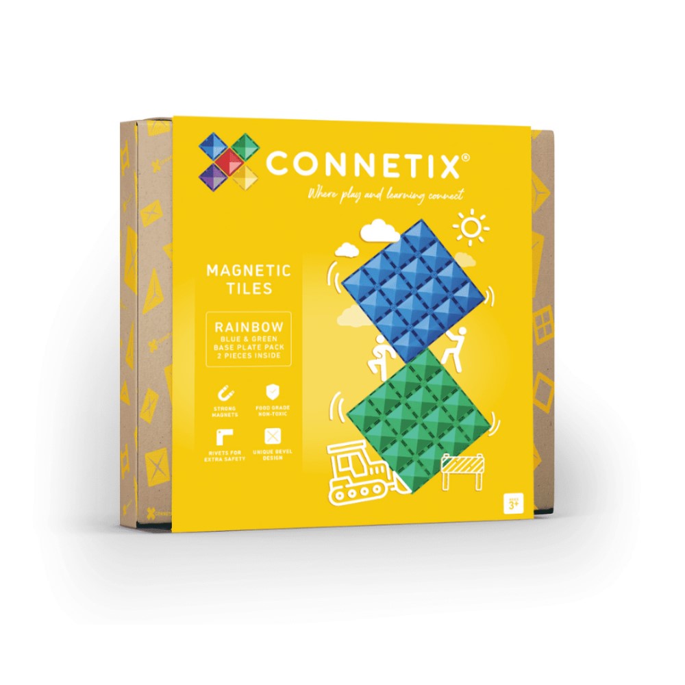 Set de construcție magnetic, 2 piese, Rainbow Blue & Green, Plăci de bază, Connetix