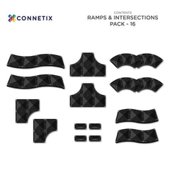 Set de construcție magnetic, 16 piese, Rampe și Intersecții, Connetix