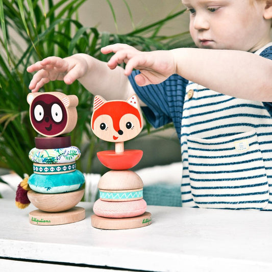 Jucărie de stivuit, lemn, Lemurul George, Lilliputiens