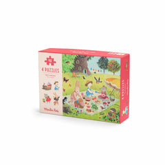 Puzzle copii, 4 bucăți cu 12 piese, Cele 4 Anotimpuri, Moulin Roty