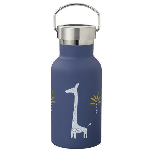 Sticlă termos pentru copii, oțel inoxidabil, 350ml, albastru, Girafă, Fresk