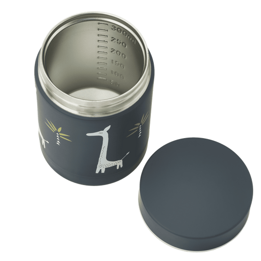 Recipient mâncare pentru bebeluși, termoizolant, 300ml, albastru, Girafă, Fresk