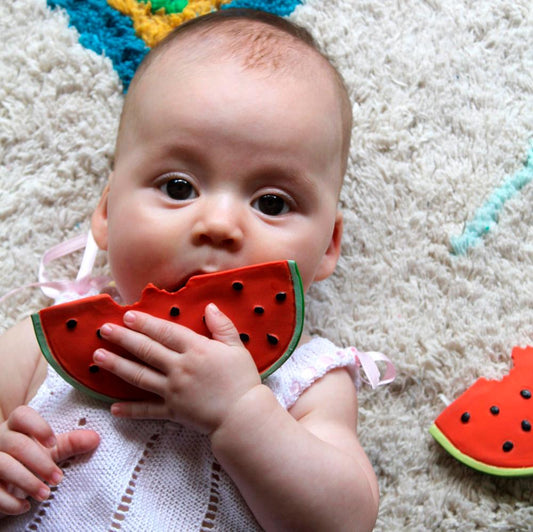 Jucărie dentiție, cauciuc natural, Pepenele Wally, Oli & Carol