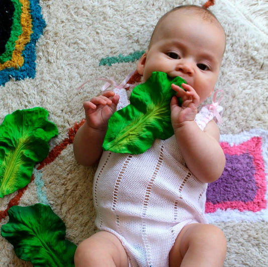 Jucărie dentiție, cauciuc natural, Kendall Frunza de Kale, Oli & Carol