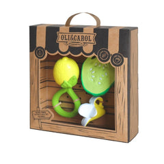 Set cadou bebeluși, 3 jucării de dentiție, cauciuc natural, Oli&Carol