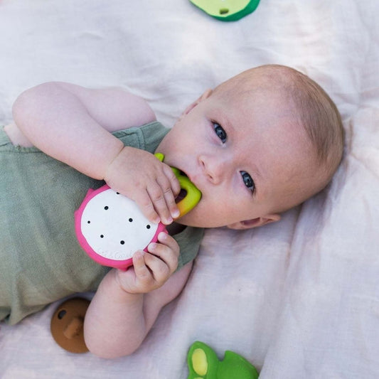 Set cadou bebeluși, 3 jucării de dentiție, cauciuc natural, Tropical Combo, Oli&Carol