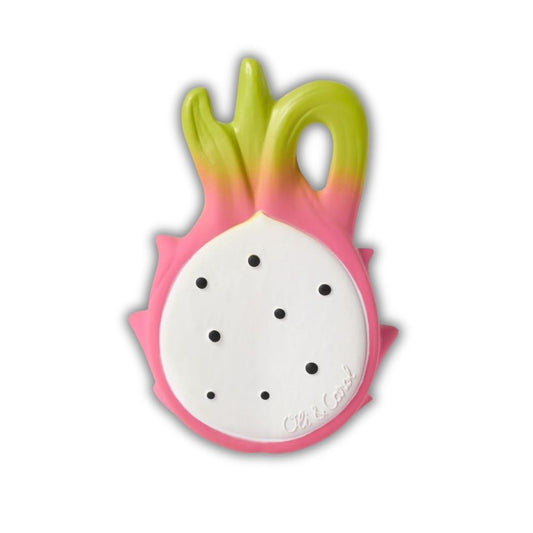 Jucărie dentiție, cauciuc natural, Fructul Dragon Fucsia, Oli&Carol